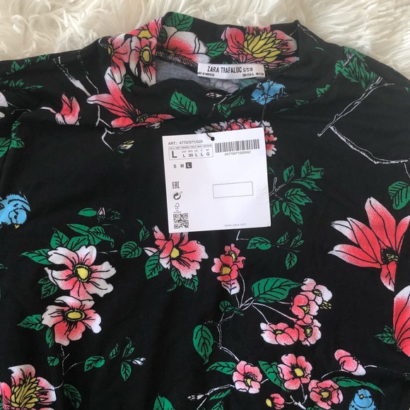 Zara Printed Shirt With Gathered Details - NWT - Picture 7 of 8